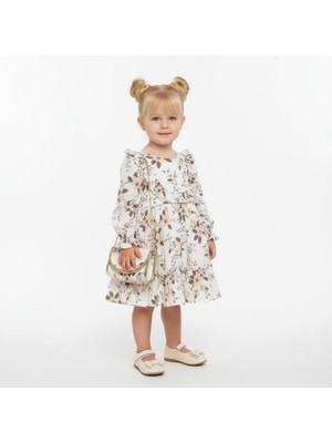 Seabubbles Müslin Çiçekli Kız Çocuk Uzun Kollu Çantalı Elbise