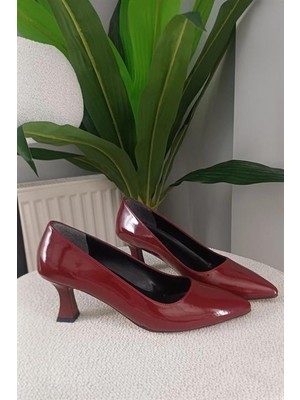 Difolia Kadın Sity Bordo Rugan 6 cm Ince Topuklu Stiletto