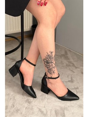 Difolia Kadın Holy Siyah Kısa Kalın Topuklu Günlük Rahat Ayakkabı