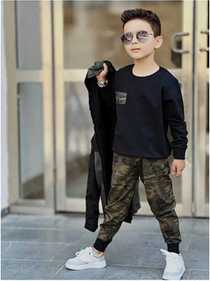 Stella Butik Erkek Çocuk Kamuflaj Yağmurluk Takım