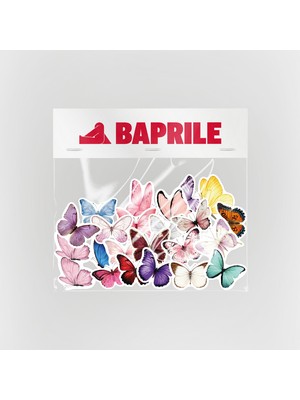 Baprile Renkli Kelebekler Sticker Paketi 22 Parça Kaliteli Su Geçirmez Etiket Seti