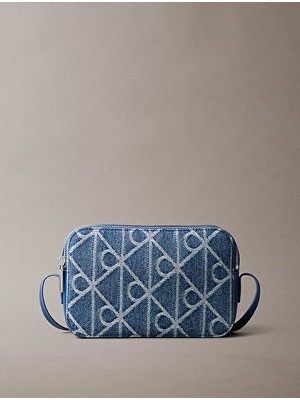 Calvin Klein Kadın Emblem Aop Denim Camera Omuz Çantası