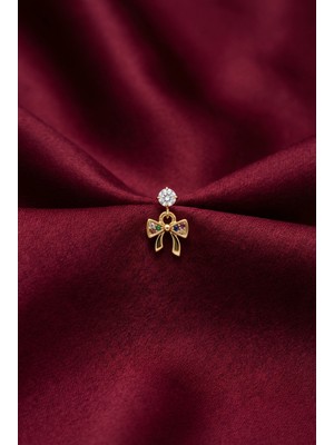 Zarif Zirkon Taşlı Renkli Sallantılı Fiyonk Detay Tragus Helix Çelik Piercing