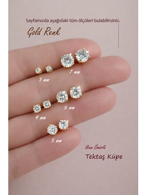 Sacce Scarves & Accessories Uzun Ömürlü Rodyum Tektaş Küpe Zirkon Taş Xuping Küpe