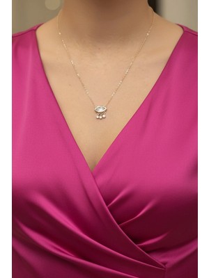 Caş Dekorasyon Altın Renk Göz Figür Taşlı Altın Kaplama Kolye