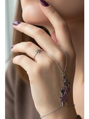 Caş Dekorasyon Gümüş Renk Yıldızlı 14K Altın Kaplama Şahmeran