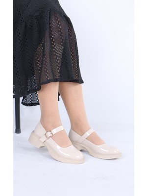 Lolyvibe Mary Jane Kadın Ayakkabı Loafer Siyah Rugan