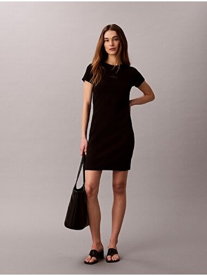 Calvin Klein Kadın Ss Baby Rib Örgü Monologo Detaylı Mini Elbise