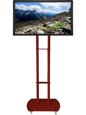 Kevega Tekerlekli Televizyon Askı Aparatı / Ünitesi Kırmızı Renk (Demonte Ürün)