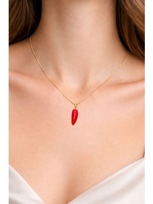 Suzi Shine 14K Altın Kaplama Kırmızı Kapya Biber Kolye