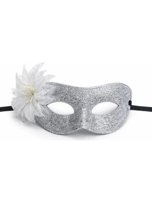 Eco Port Gümüş Simli Tüylü Balo Maskesi – Kadın Parti  Maskeli Balo Maskesi