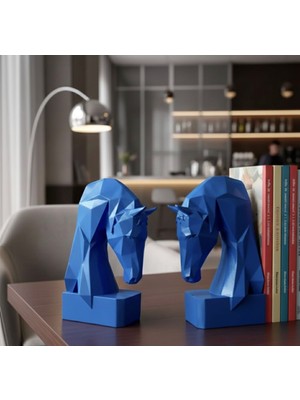 Mirsa Global Dekoratif Kitap Tutucu Kübik At Figürlü Biblo 2 Li Gold Renkli (Polyester)