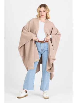 Dukkanıum Panço - Pamuk Polyester Karışımlı Şık ve  Kaliteli Kumaş-Pembe