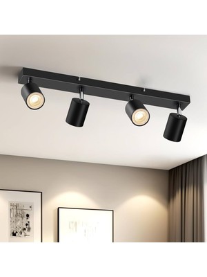 Riolight Modern Siyah Mutfak,salon,giyinme Odası,cafeler Için Gün Işiğı Metal 4lü Spot(Ampul Dahil)