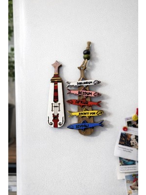 Seymen Bıçakçılık Ahşap Balık Temalı Dekoratif Magnet Seti – Buzdolabı Süsü