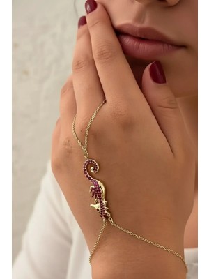 Caş Dekorasyon Altın Renk Deniz Atı 14K Altın Kaplama Şahmeran