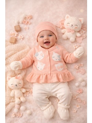 Ozz Baby Yenidoğan Kız Bebek 0-3 Ay Işlemeli 5'li  Hastane Çıkışı Zıbın Seti