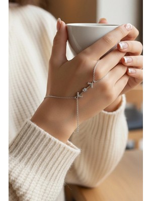 Caş Dekorasyon Gümüş Renk Ok Figür 14K Altın Kaplama Şahmeran