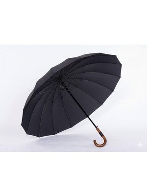 Toptancı Amca 16 Telli Kırılmaz Fiber Iskelet Lüks Baston Şemsiye - 120 cm Geniş Çap - 98 cm Rüzgara Dayanıklı Protokol Serisi