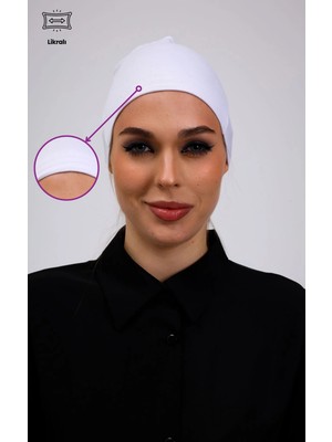 Loggia Likralı Kaymayan Bone Kadın Tesettür Bağlamalı Kaymaz Iç Bone Viskon Beyaz