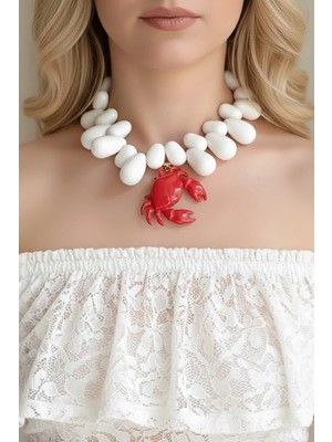 Caş Dekorasyon Karışık Renk Yengeç Figürlü Kolye