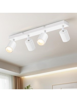 Riolight Riolıght Modern Beyaz Mutfak,salon,giyinme Odası,cafeler Için Gün Işiğı Metal 4lü Spot(Ampul Dahil)