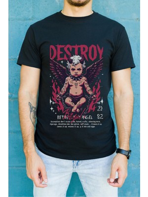 Velmora Fashion Unisex Oversize 24/1 Penye Dtf Baskılı Tişört - DTF144