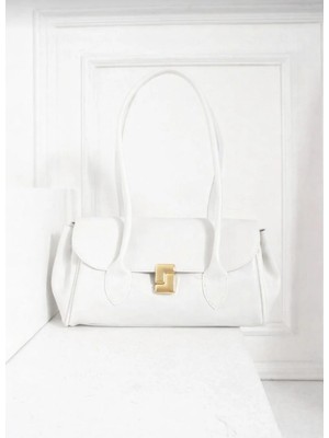 Özüm Çanta Kadın Kilit Detay Kol Omuz Çantası Beyaz