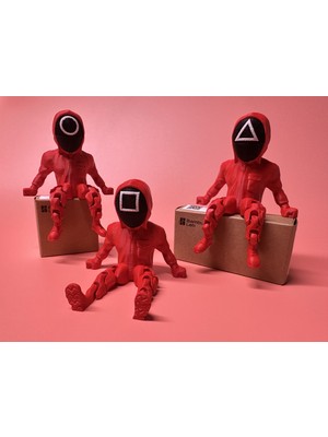 3D Snaxx Squid Game Asker Figür Seti - 3'lü Dekoratif Hareketli Biblo