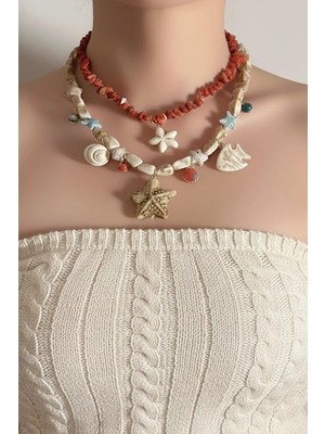 Caş Dekorasyon Karışık Renk Charmlı Kolye