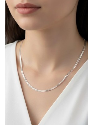 Caş Dekorasyon Gümüş Renk Zincir Unisex Çelik Kolye