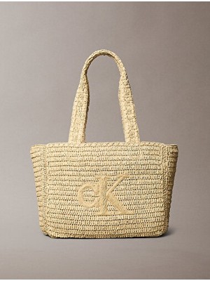 Calvin Klein Kadın Bold Ck Raffia Orta Tote Çanta