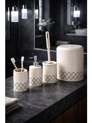 Vichy Geometrik Zikzak Desenli 4’lü Banyo Seti