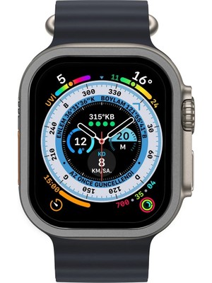 Dukkanıum Newface Apple Watch Ultra 49MM Alüminyum Kasa Cam Ekran Koruyucu - Gri