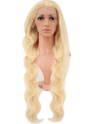 Indispensablely Gerçek Front Lace Dalgalı Platin Tül Peruk / 85/90CM