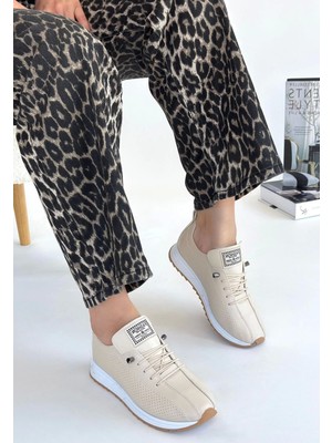 Indispensablely Fiert Bej Cilt Bağcıklı Spor Ayakkabı