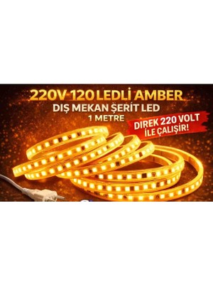 Noas 10 Çip 220V Dış Mekan  Şerit LED Amber Kendinden Yapışkanlı