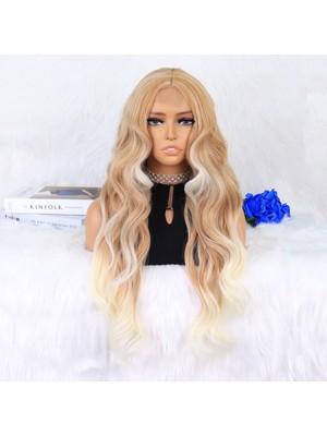 Indispensablely Balköpüğü Platin Röfleli Dalgalı Tül Peruk