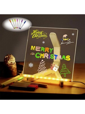 Plentiful  LED Işıklı Kendiliğinden Renkli Fosforlu Kalemli Kare Yazı Panosu 20X20 cm