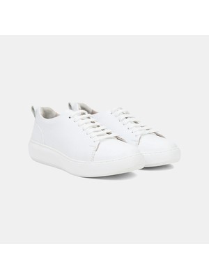 Desa Kadın Beyaz Bağcıklı Deri Sneaker