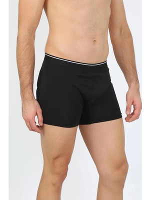 Veralya Moda Erkek Büyük Beden Siyah Pamuk Likralı Rahat Kalıp Boxer