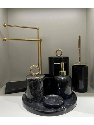 Ege Gross Dekoratif Mermer Aksesuar Detaylı 8 Li Banyo Seti /mermer Banyo Takımı