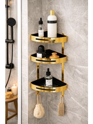 HT Prima Banyo Köşe Rafı Üçlü Paslanmaz Çelik