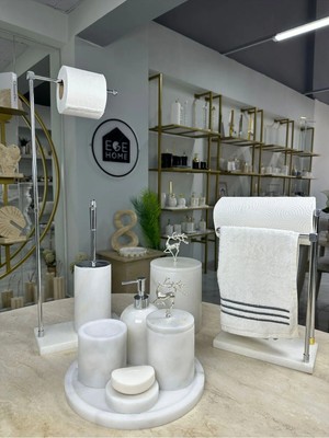 Ege Gross Mermer Banyo Seti 9 Parça Şık Tasarım Suya Dayanıklı Mermer Malzeme ile Modern Renk