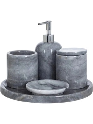 Ege Gross Dekoratif Mermer 5 Li Banyo Seti Takımı