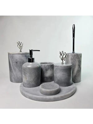 Ege Gross Tozlu Gümüş Mermer Banyo Seti 7li/gri Mermer Banyo Takımı