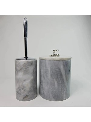 Ege Gross Gri Mermer Çöp Kovası/fırça Seti