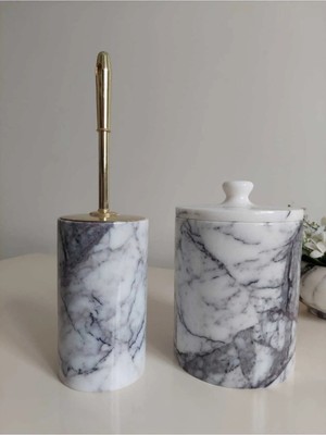Ege Gross Doğal Leylak Mermer Wc Fırçası ve Çöp Kutusu