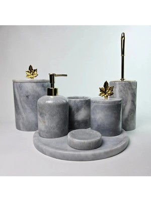 Ege Gross Tozlu Gümüş Mermer Banyo Seti 7li/gri Mermer Banyo Takımı