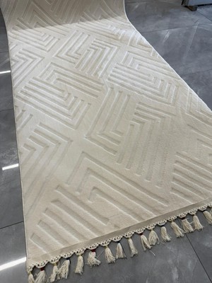 Plato Halı Oppo 1010 Silver Kaymaz Taban Yolluk Makinede Yıkanabilir Halı Renkli Düğüm Saçaklı